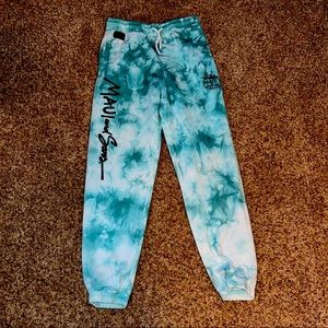 Maui and Sons Fleece Green Tie Dye Sweatpants Joggers Small EUC